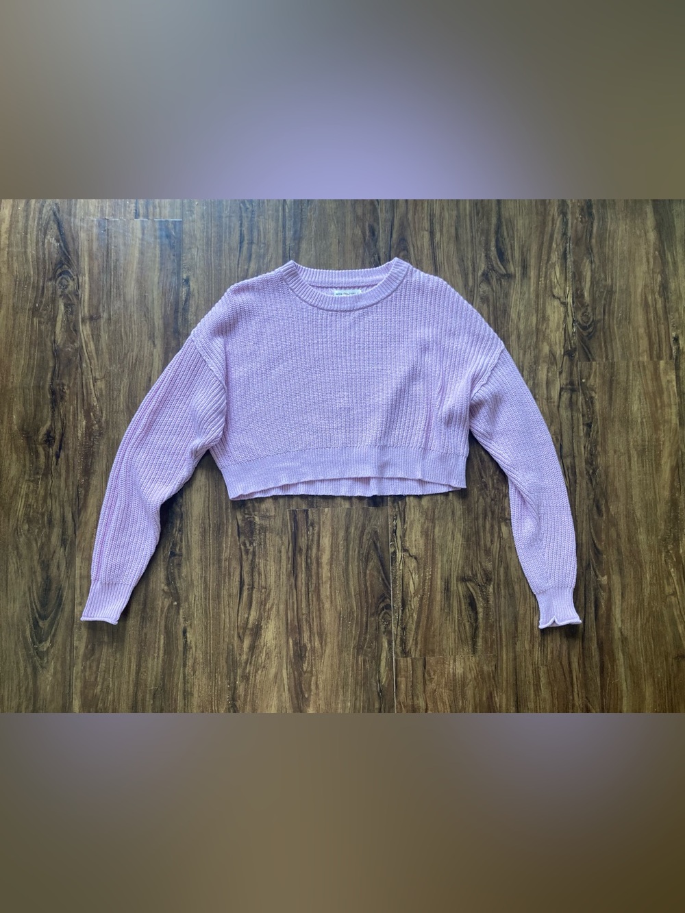 Aeropostale Lilac Cropped Ribbed Knit Sweater Women’s Size Small Cozy